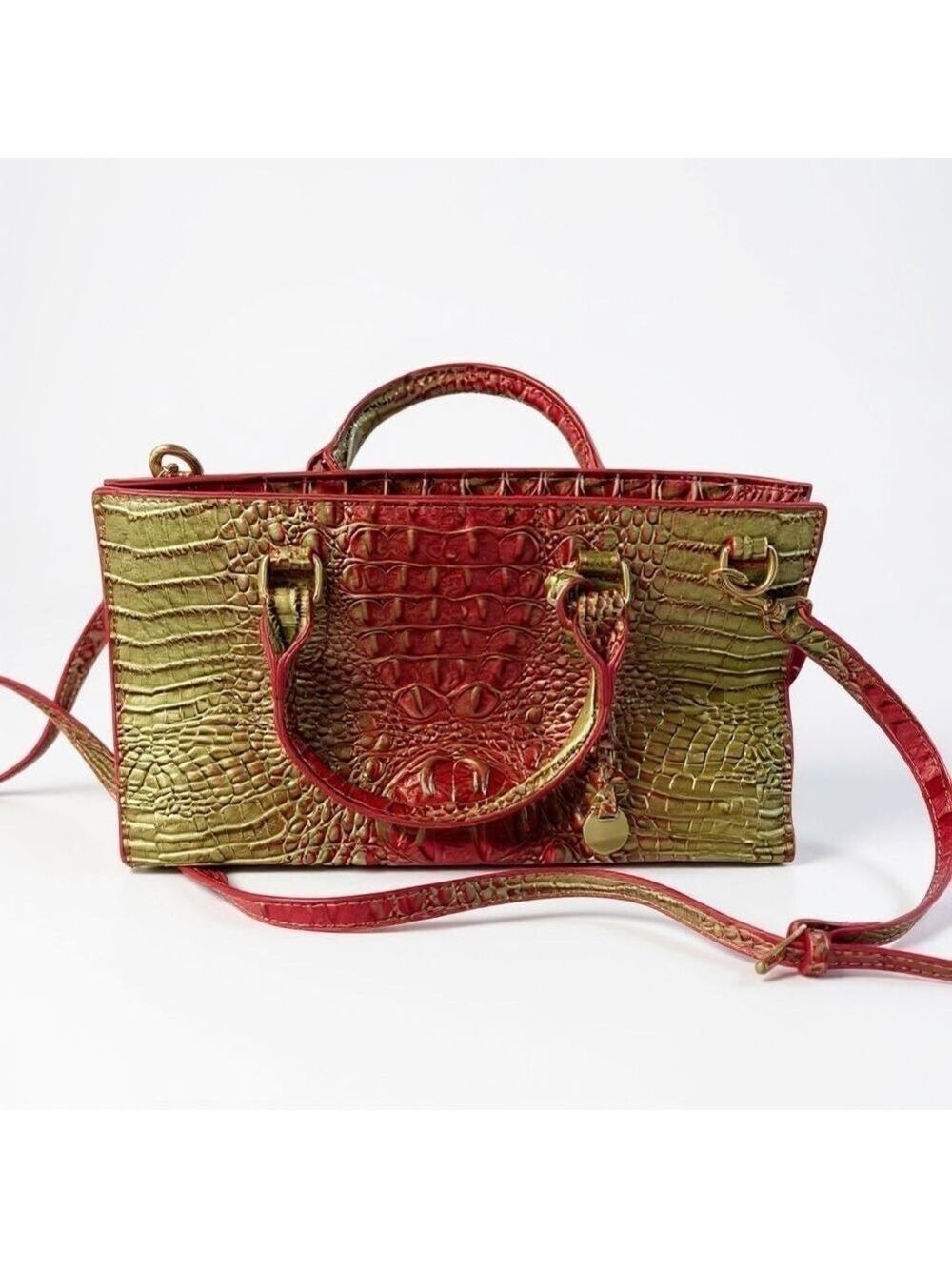 Red and Green Crocodile Embossed Crossbody Handbag, Medium Size,Not Leather.